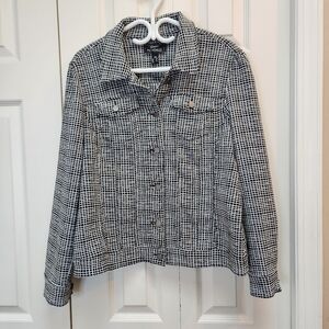 [XL] Picadilly Classic Black & White Checkered Blazer Size 14 Pockets Buttoned